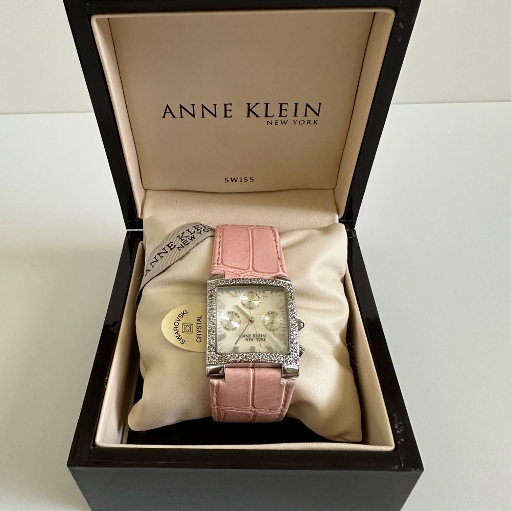 NWT Anne Klein Pink Leather Strap Watch